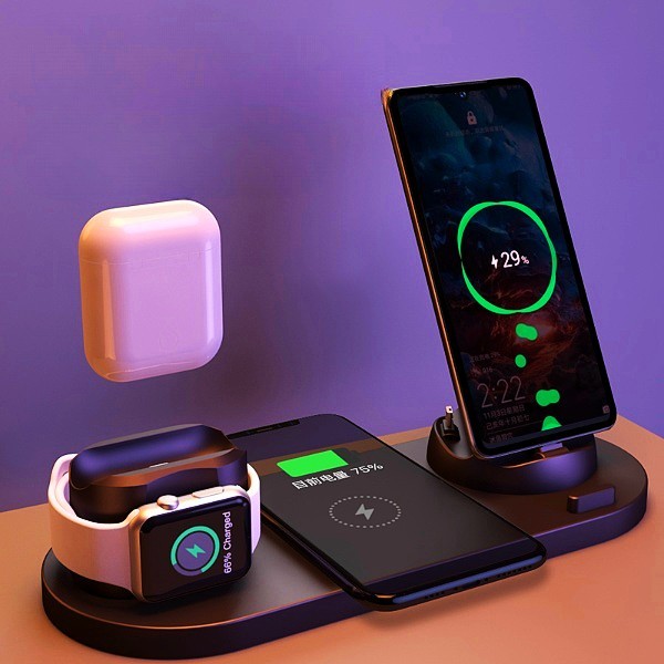 Versátil cargador rápido 6 en 1: iPhone, Apple Watch y más